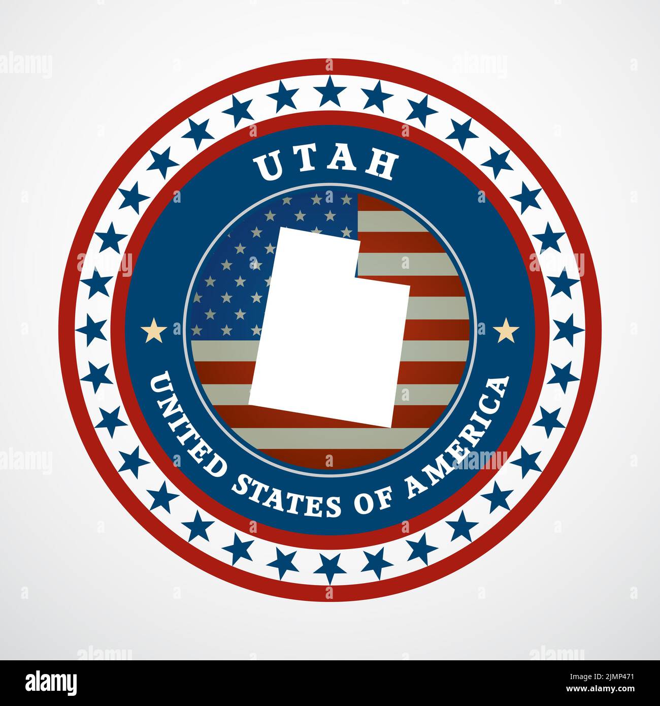 Label with map of Utah Stock Photo