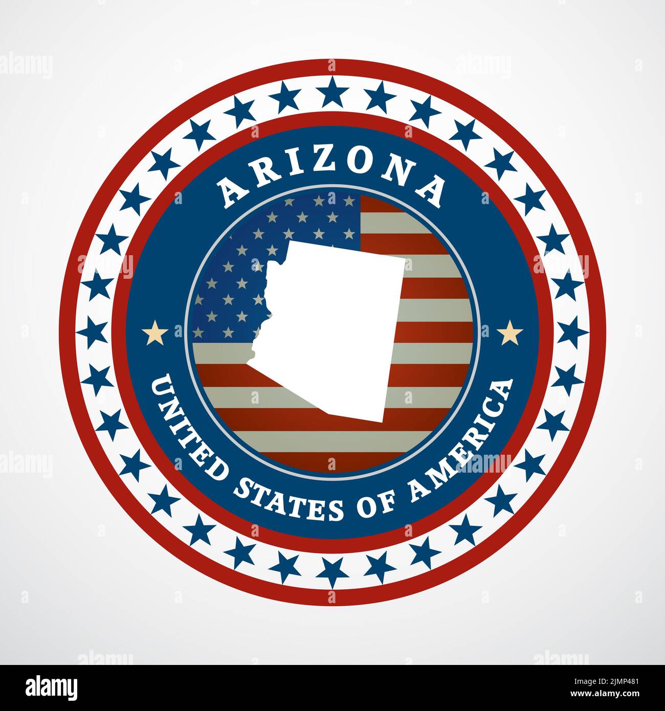 Label with map of Arizona Stock Photo