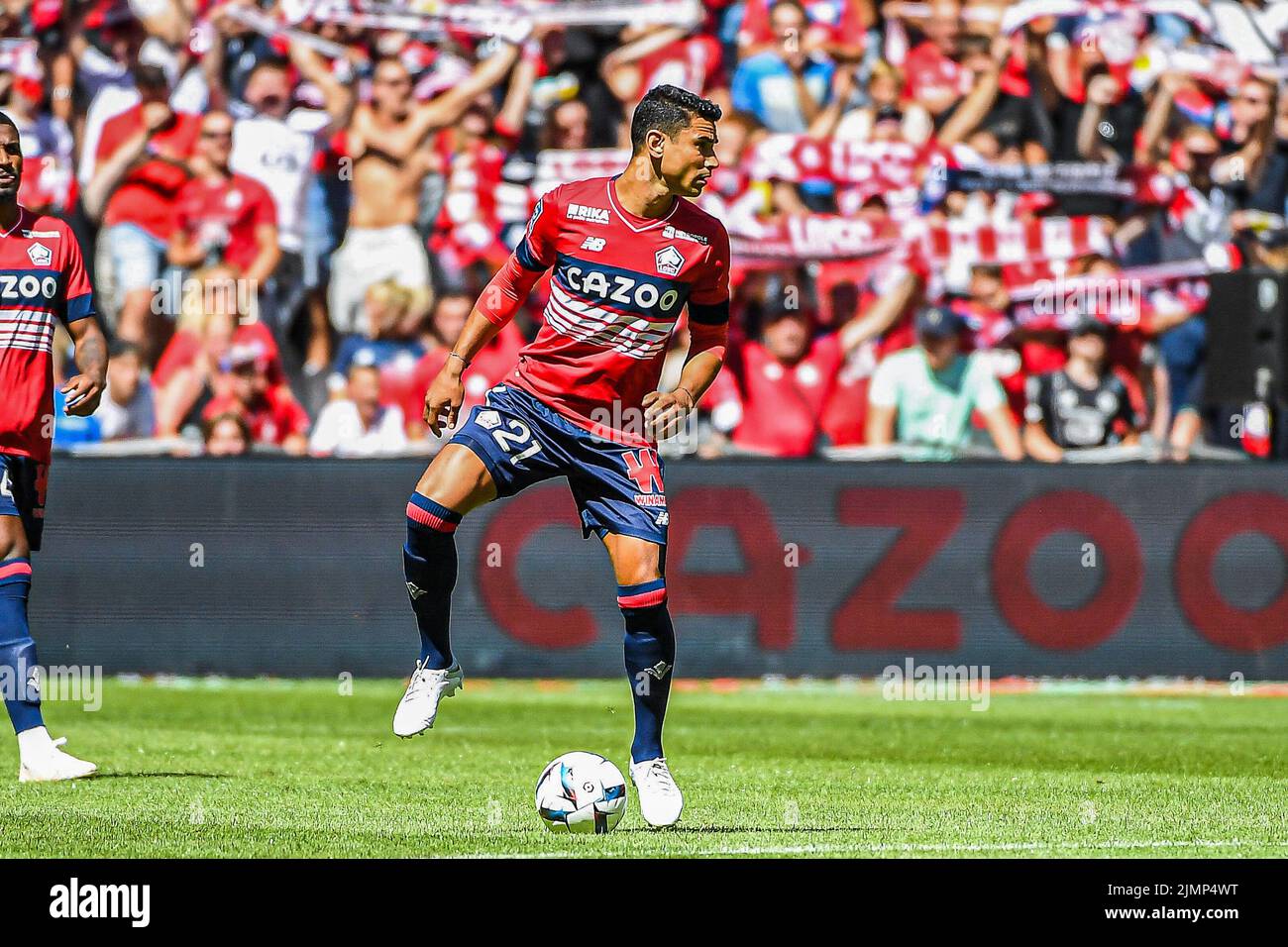 LILLE, FRANCE - AUGUST 7: Benjamin Andre of Lille during the French Ligue 1 match between Lille and Auxerre at Stade Pierre Mauroy on August 7, 2022 in Lille, France (Photo by Matthieu Mirville/Orange Pictures) Stock Photo