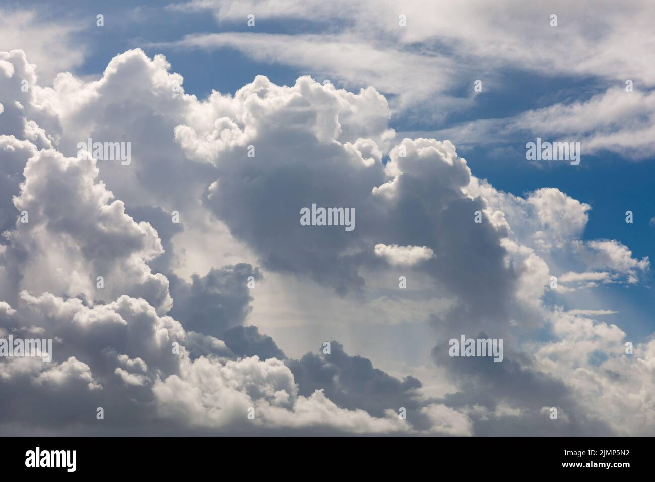Background panoramic shot of cloudy sky. Dramatic view. Stock Photo
