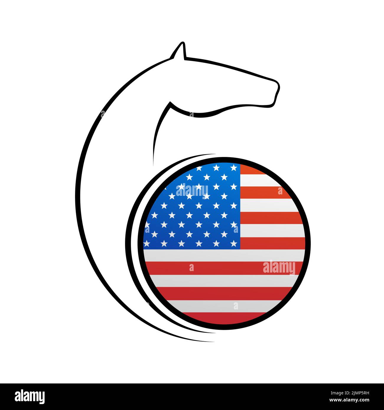 Horse symbol with USA flag vector element Stock Photo