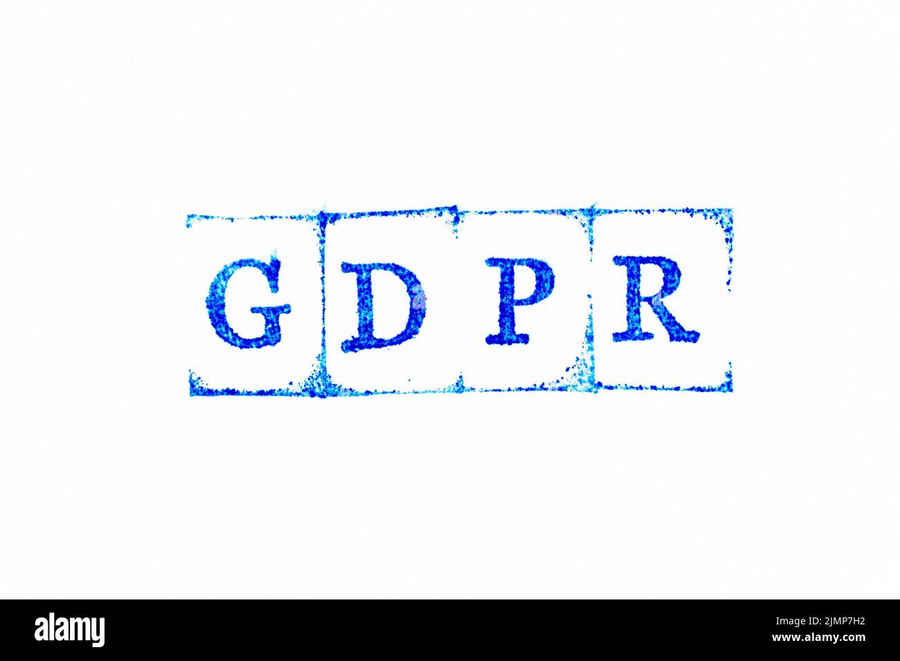 Blue color ink rubber stamp in word GDPR (General Data Protection