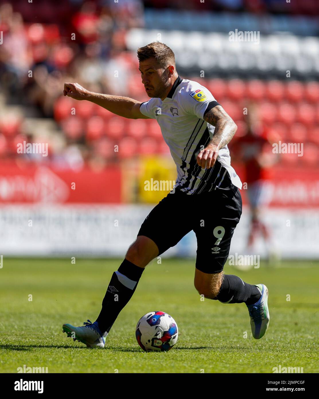 Derby County’s James Collins in action during the Sky Bet League One match at The Valley, London. Picture date: Saturday August 6, 2022. Stock Photo