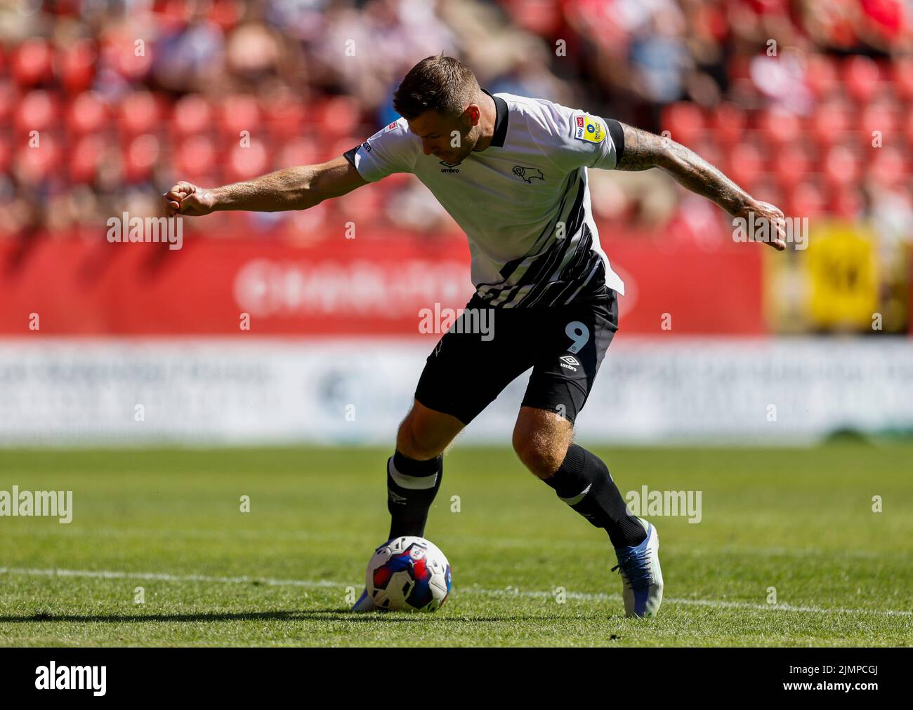 Derby County’s James Collins in action during the Sky Bet League One match at The Valley, London. Picture date: Saturday August 6, 2022. Stock Photo