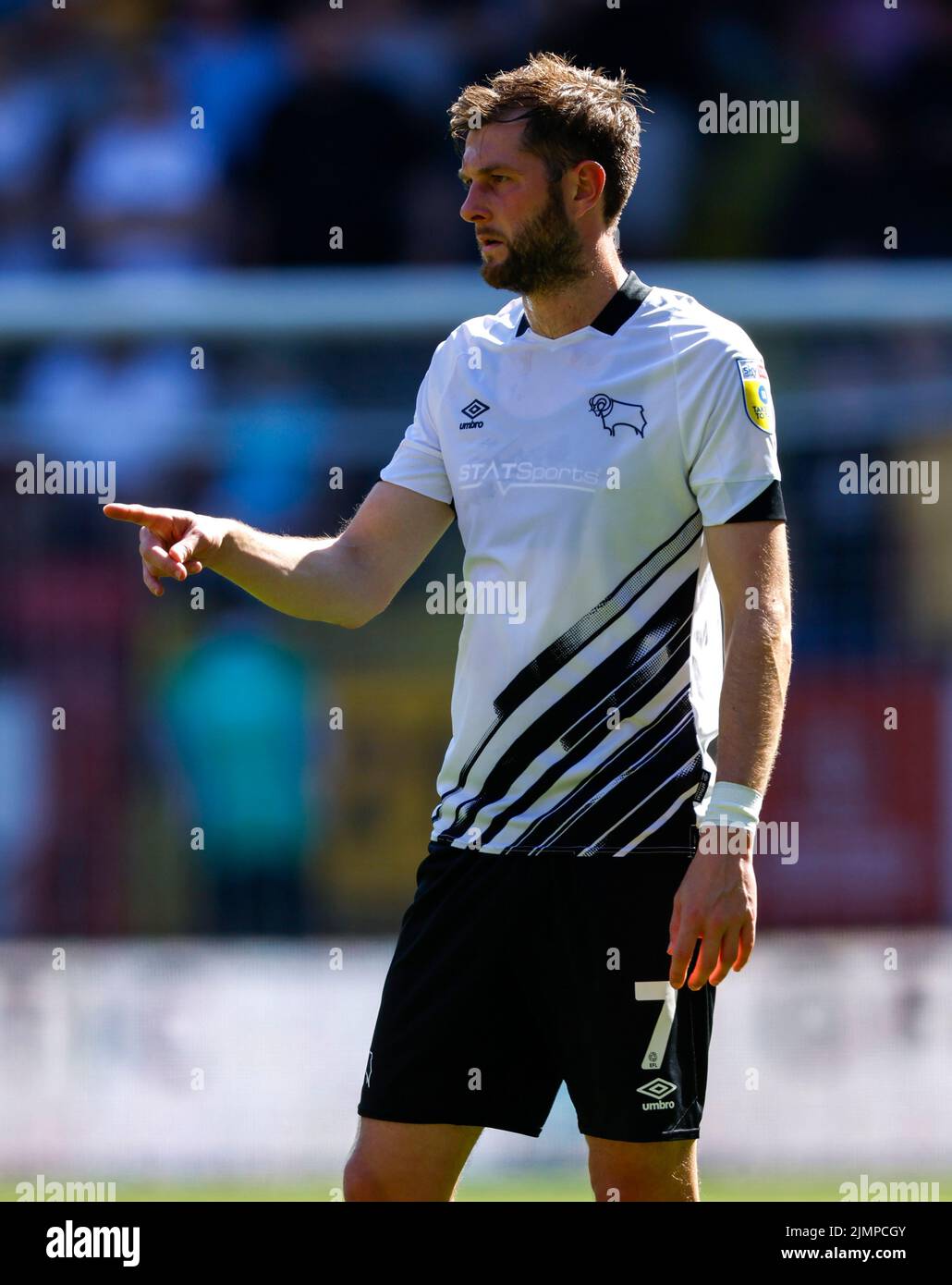 Derby County's Tom Barkhuizen in action during the Sky Bet League One match at The Valley, London. Picture date: Saturday August 6, 2022. Stock Photo