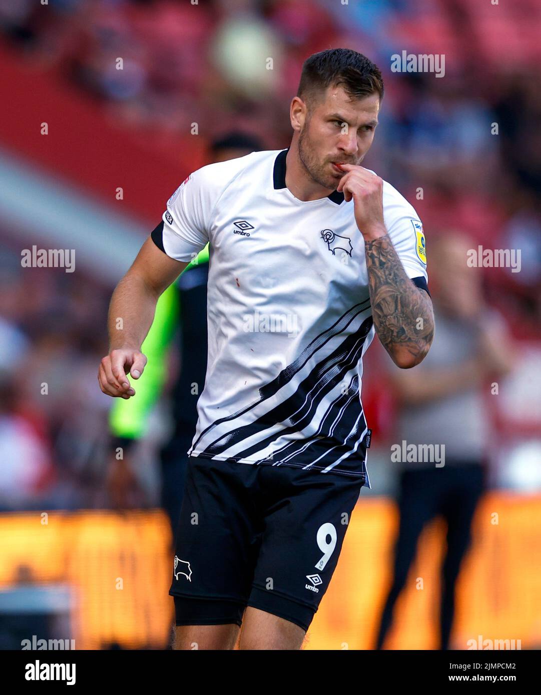 Derby County's James Collins in action during the Sky Bet League One match at The Valley, London. Picture date: Saturday August 6, 2022. Stock Photo