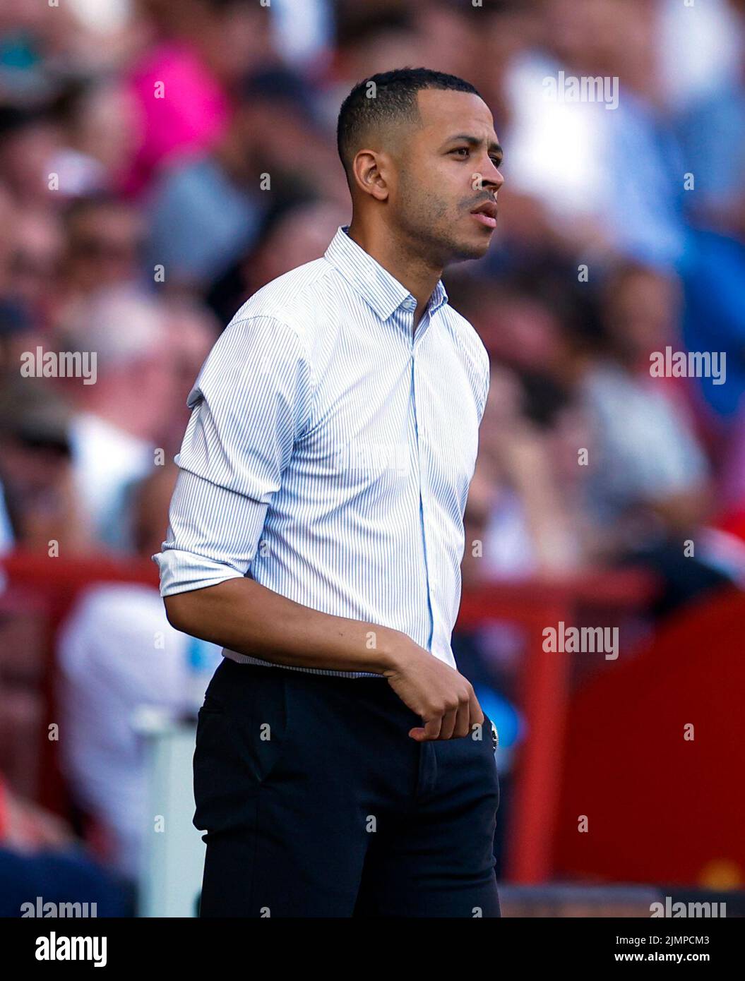 Derby County's manager Liam Rosenior during the Sky Bet League One match at The Valley, London. Picture date: Saturday August 6, 2022. Stock Photo