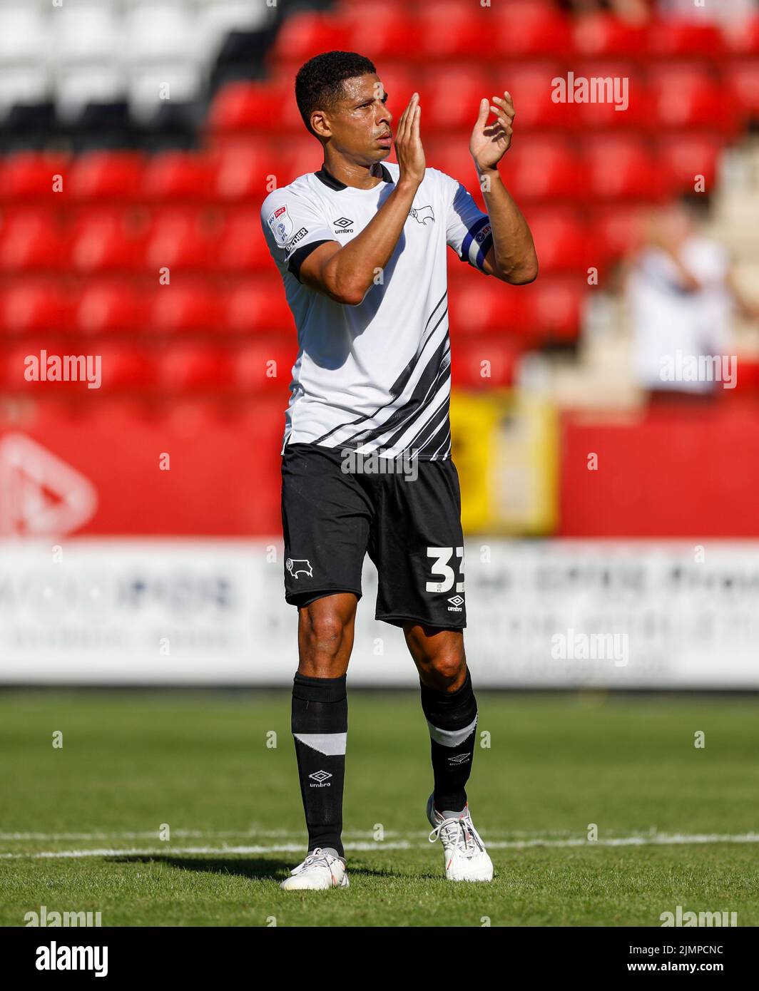 Derby County’s Curtis Davies reacts following the Sky Bet League One match at The Valley, London. Picture date: Saturday August 6, 2022. Stock Photo