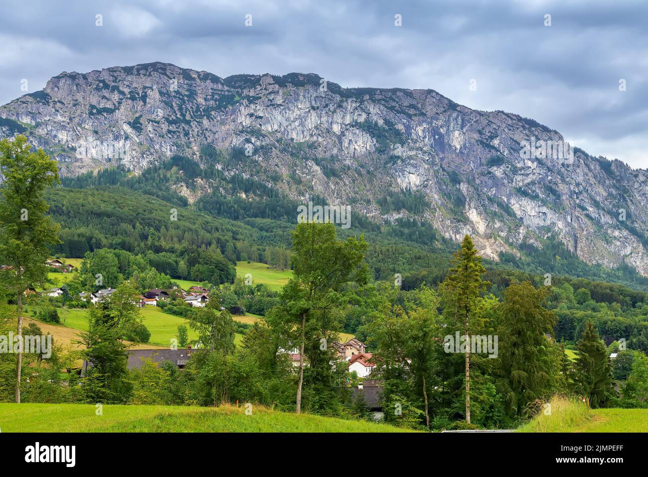 Rocks on the shore of lake Attersee, Austria Stock Photo