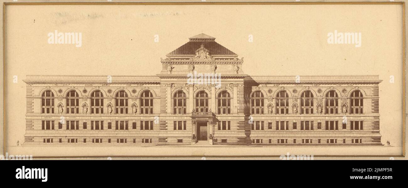 Seeling Heinrich (1852-1932), University Library in Leipzig (1885): Facade: View. Photo on paper, 11.3 x 28.9 cm (including scan edges) Seeling Heinrich  (1852-1932): Universitätsbibliothek, Leipzig Stock Photo
