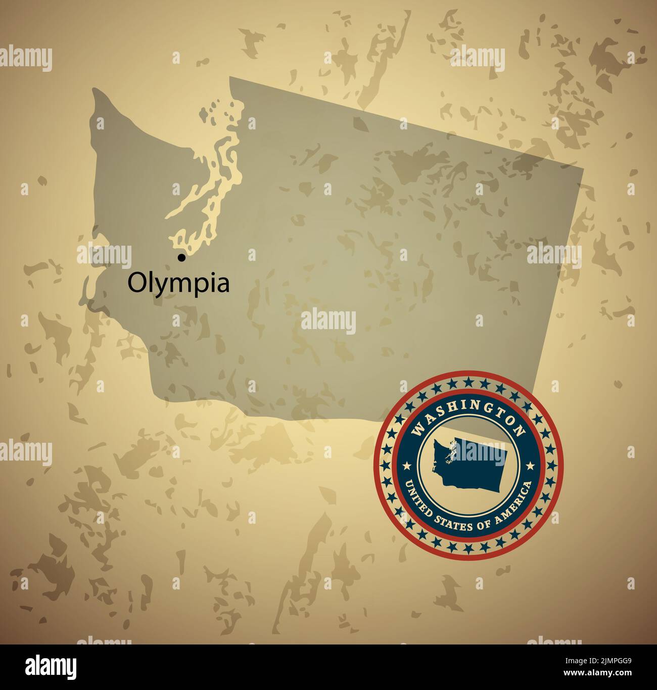 Washington map with stamp vintage vector background Stock Photo - Alamy