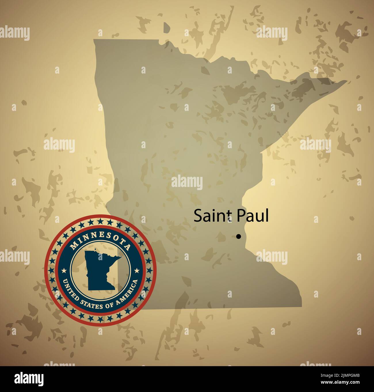 Mn Template Minnesota map with stamp vintage vector background Stock Photo - Alamy