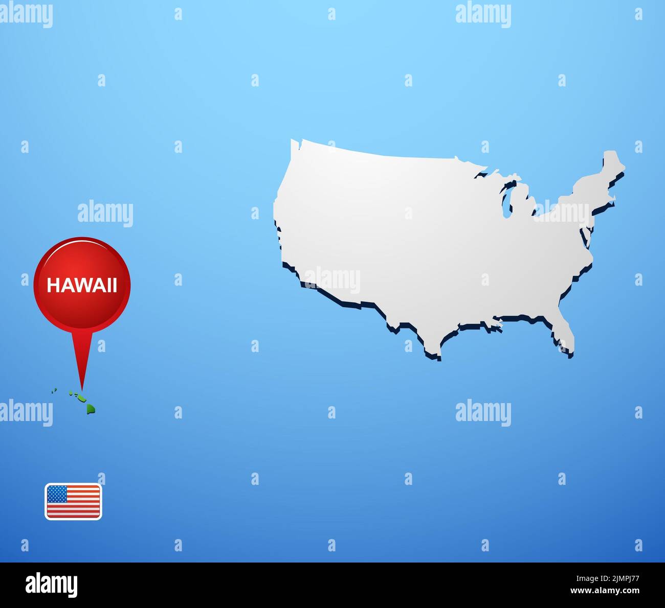 Map of hawaii hi res stock photography - Hawaii On Usa Map 2JMPJ77