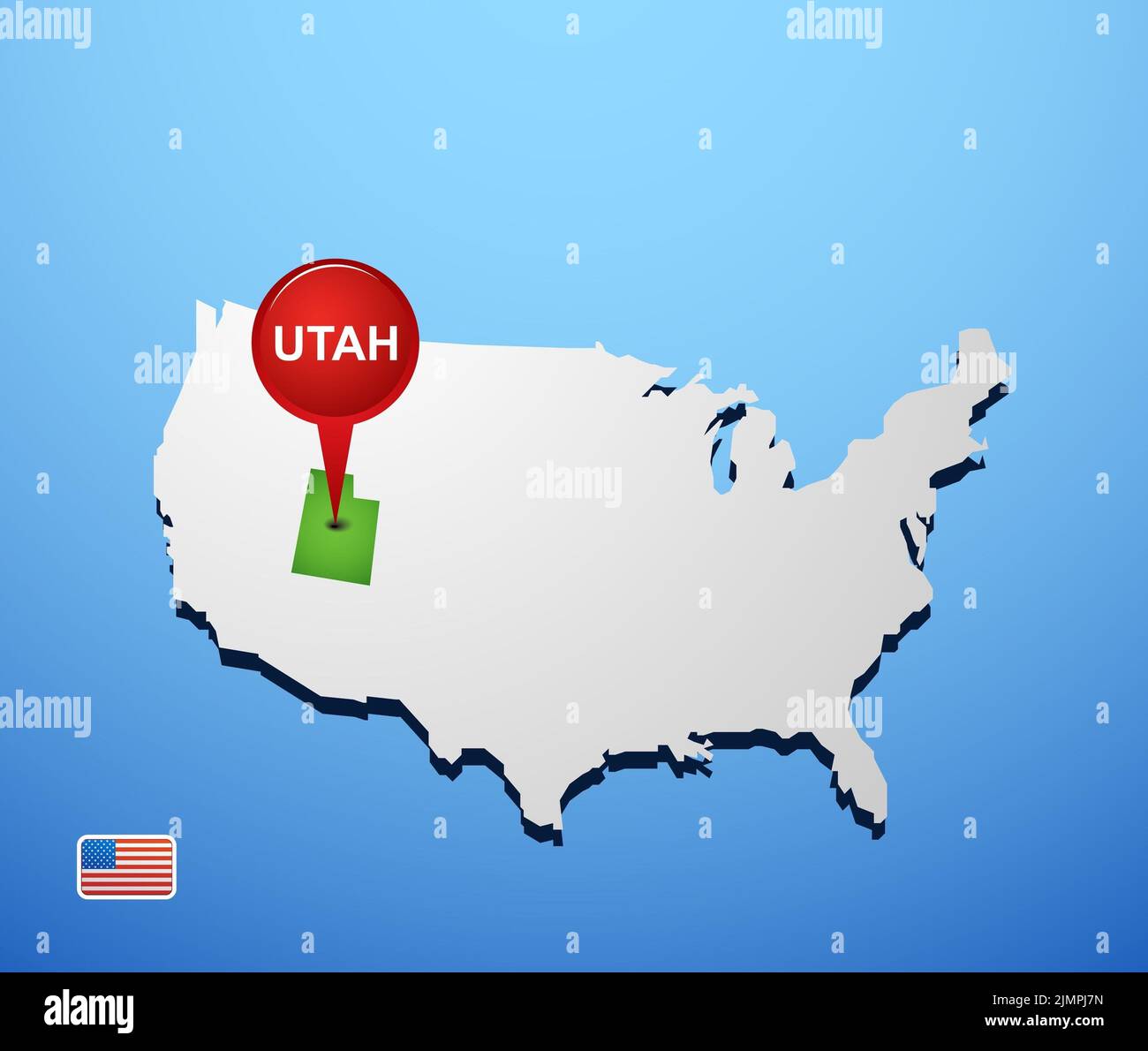 Utah on USA map Stock Photo