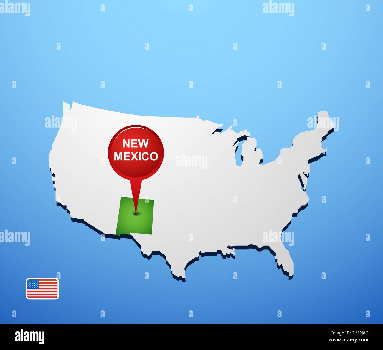 New Mexico on USA map Stock Photo - New Mexico On Usa Map 2JMPJ8G