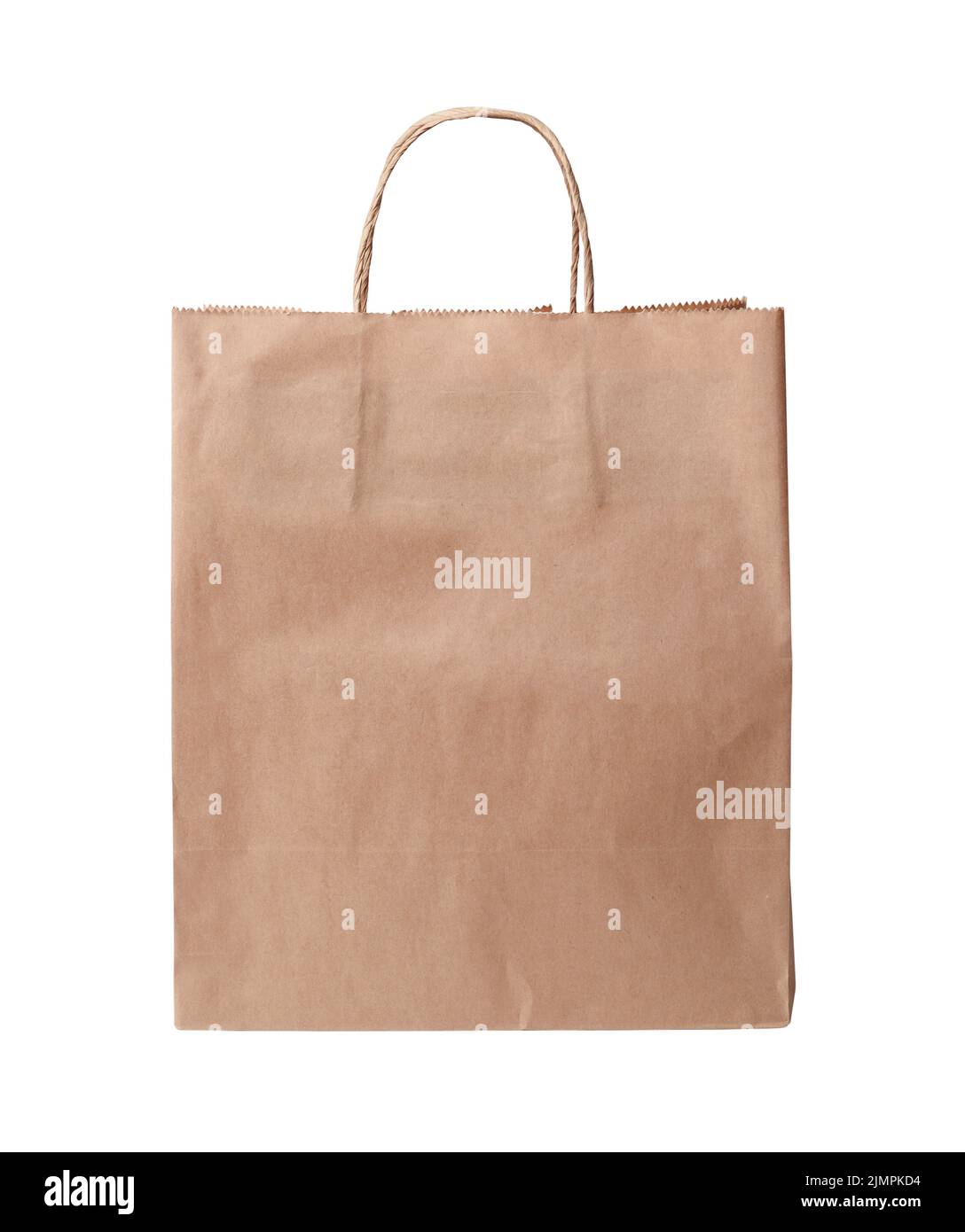 Paper bag shop isolated on white. Front view. Stock Photo