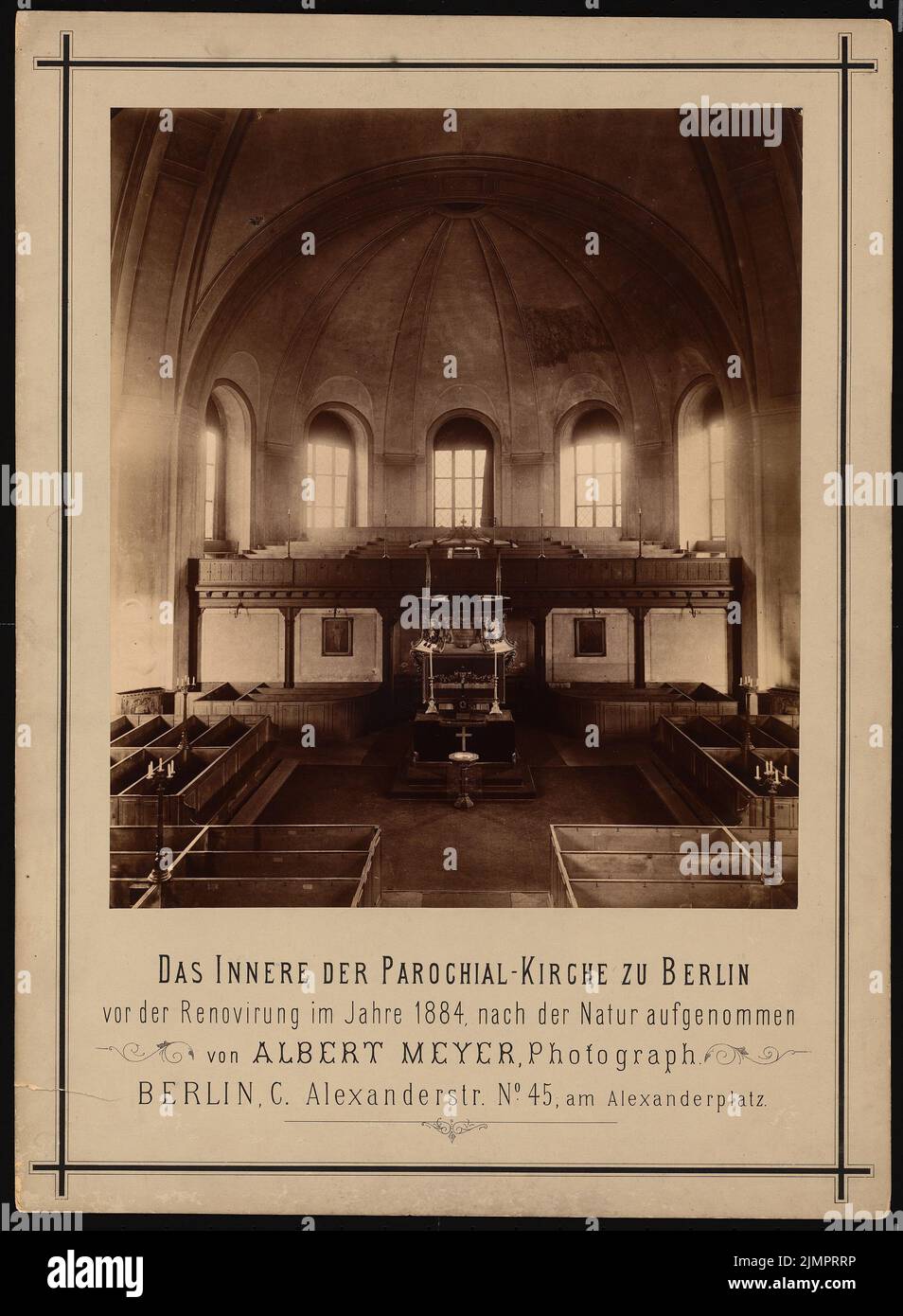 Meyer Albert, Parochial Church in Berlin (before 1884): Interior view ...