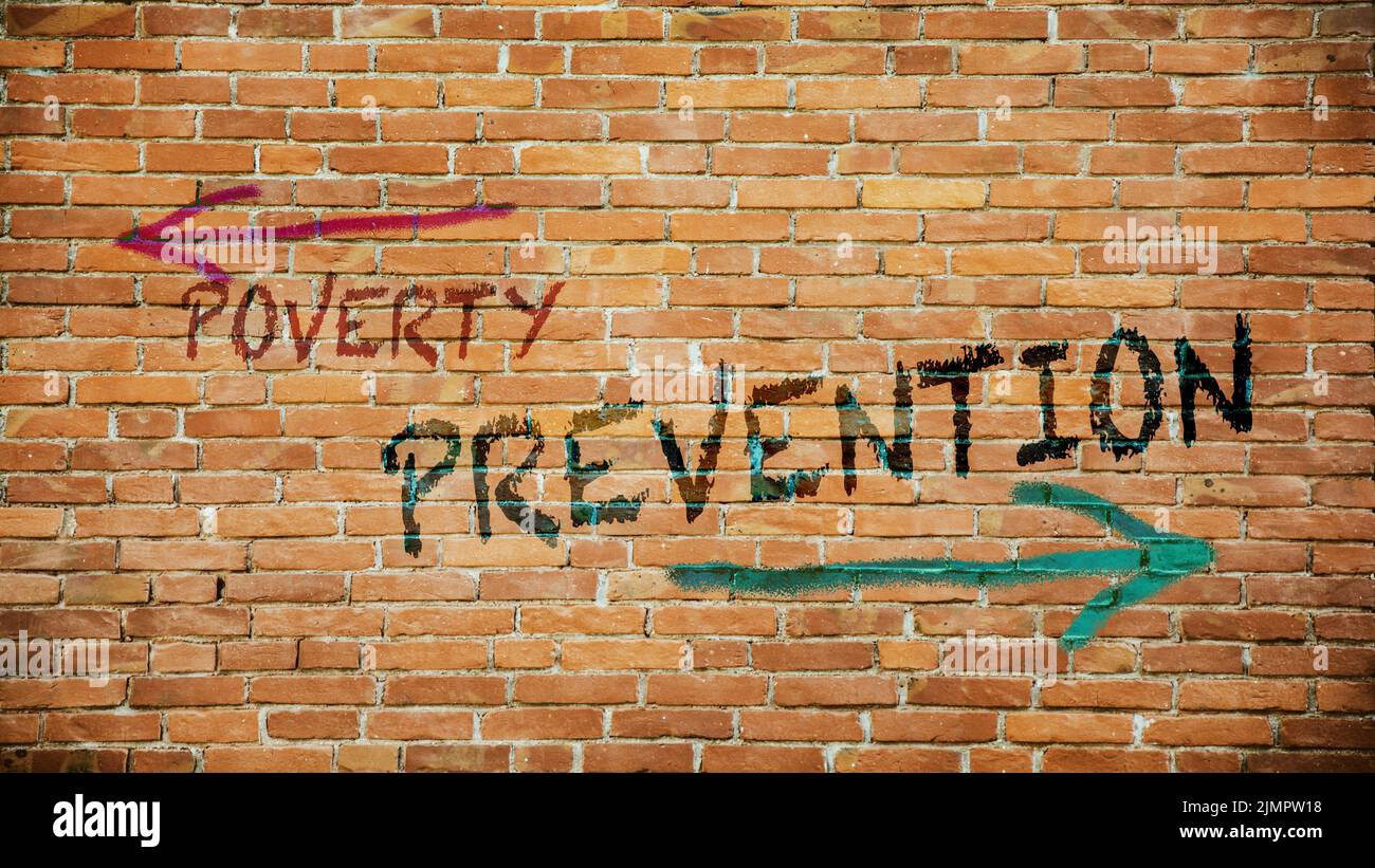 Street Sign Prevention versus Poverty Stock Photo - Alamy