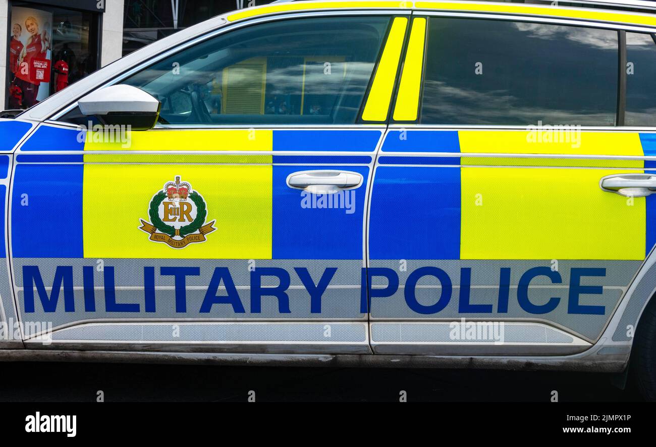 Royal Military Police car in Liverpool Stock Photo