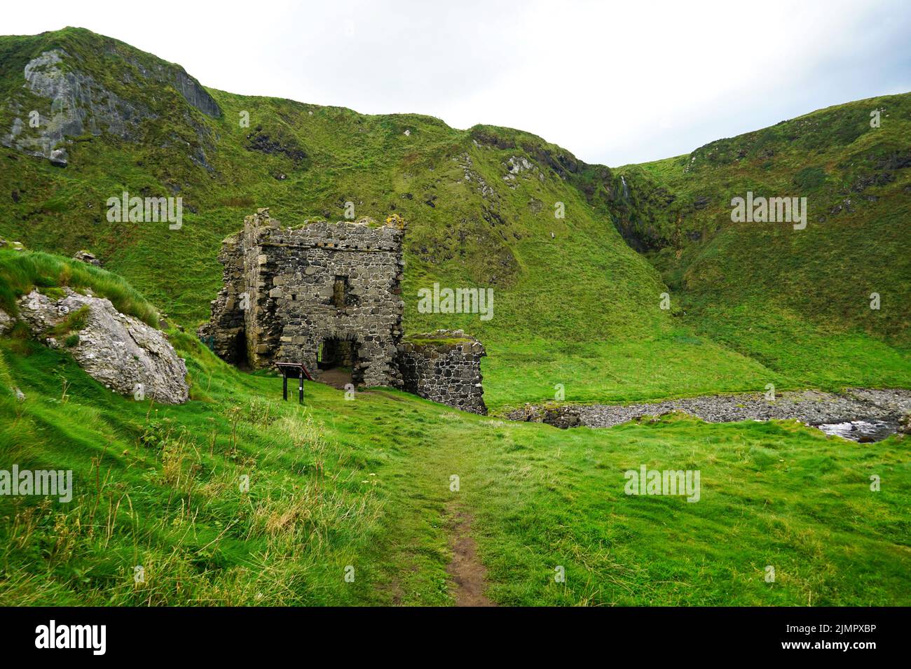 Kinbane Castle ruins near Ballycastle in County Antrim, Northern Ireland Stock Photo