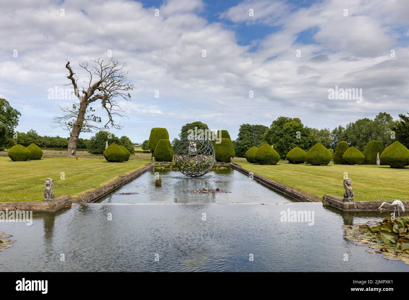Water features and fountains at Burton Agnes Hall, a superb 17th century Elizabethan manor house in the East Riding of Yorkshire, England, Uk Stock Photo