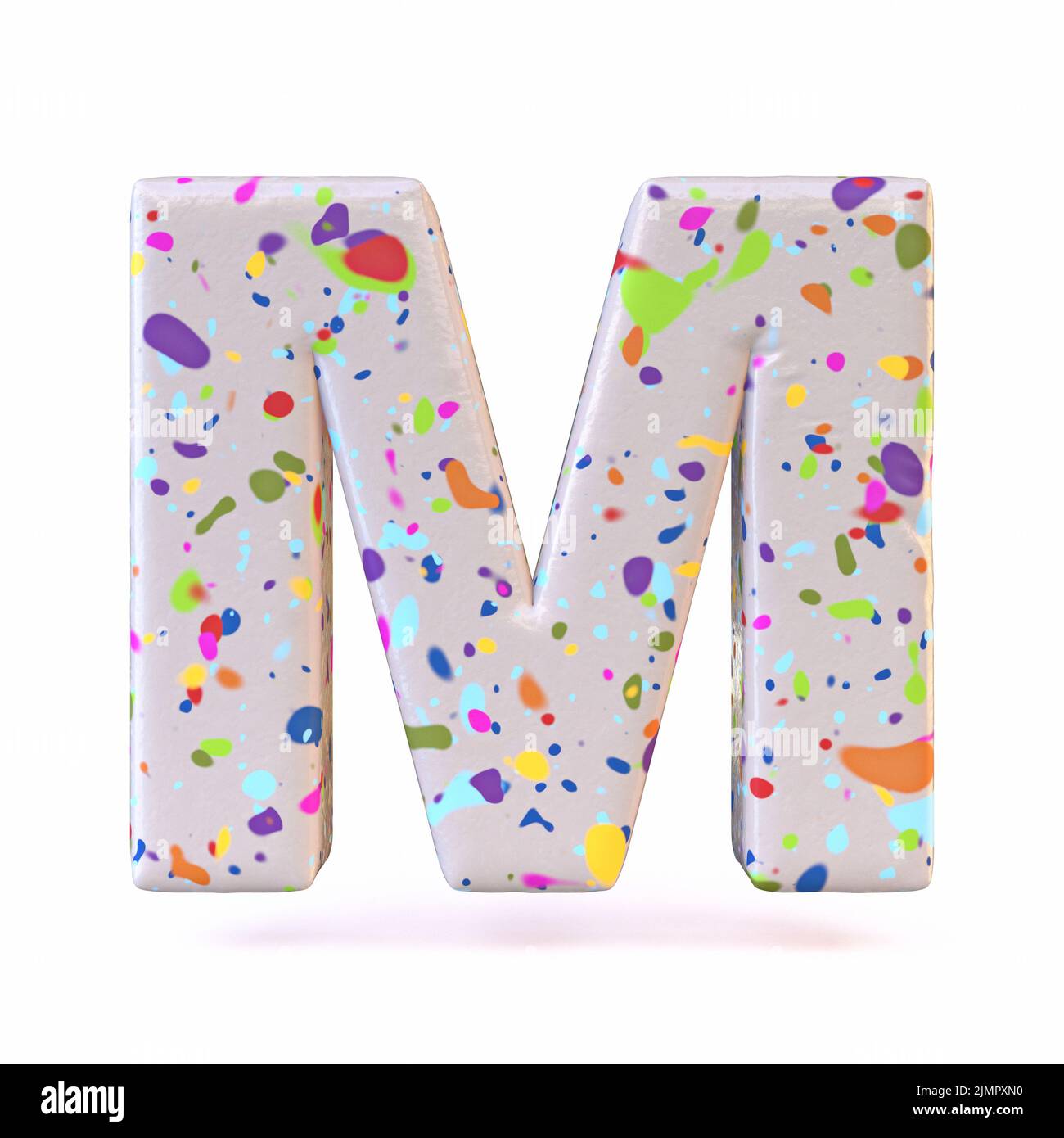 Colorful terrazzo pattern font Letter M 3D Stock Photo