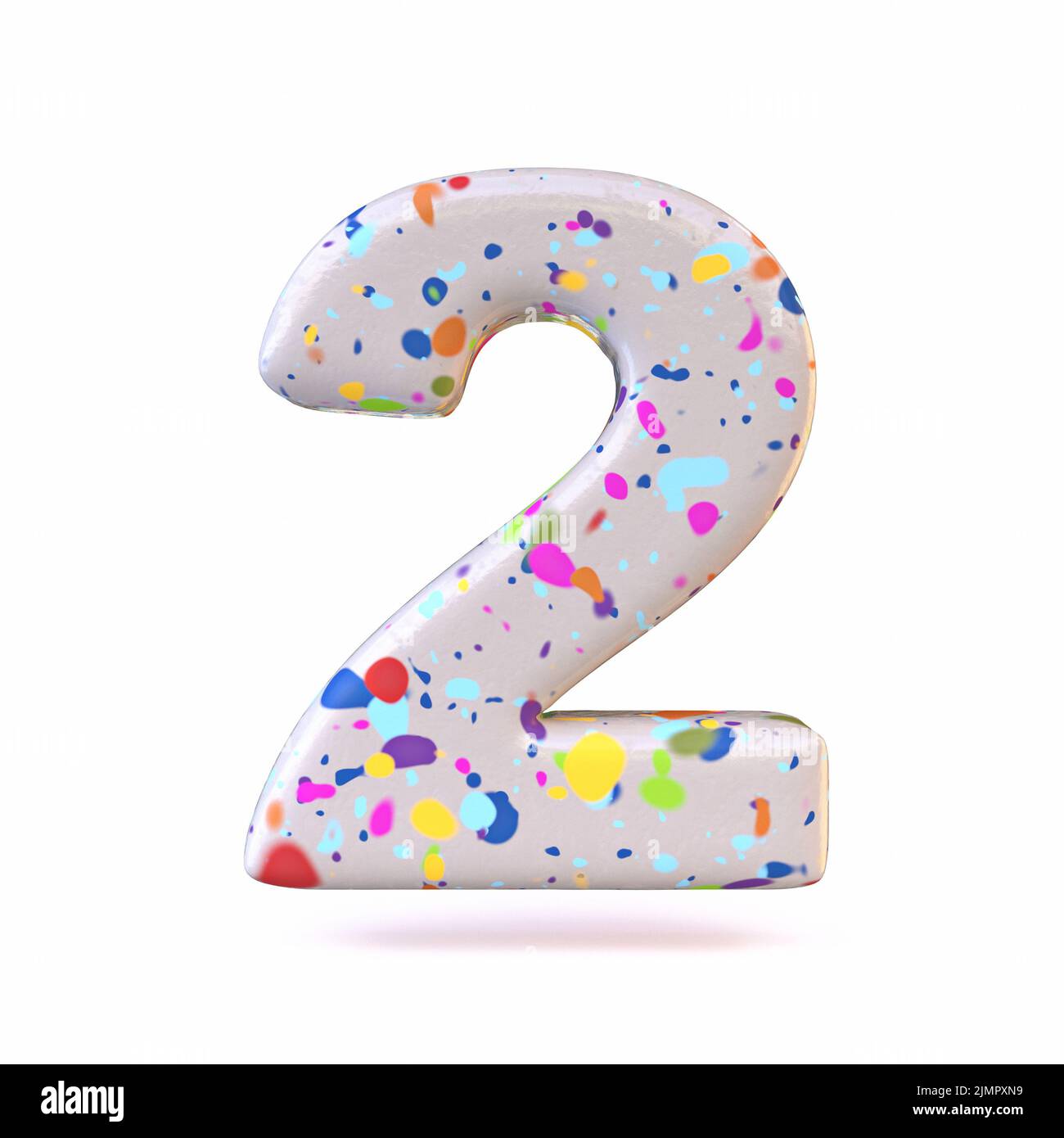 Colorful terrazzo pattern font Number 2 TWO 3D Stock Photo - Alamy