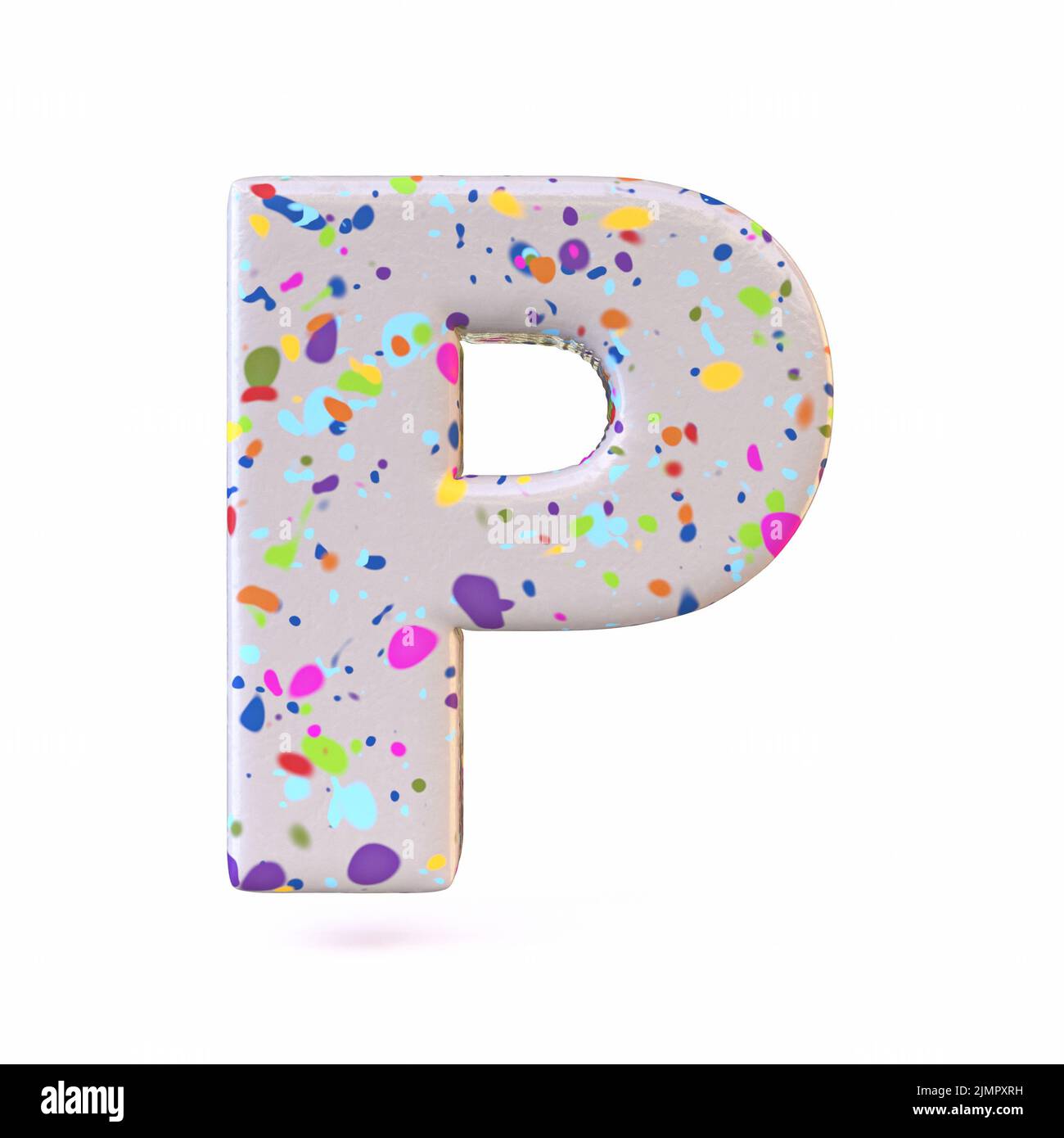 Colorful terrazzo pattern font Letter P 3D Stock Photo