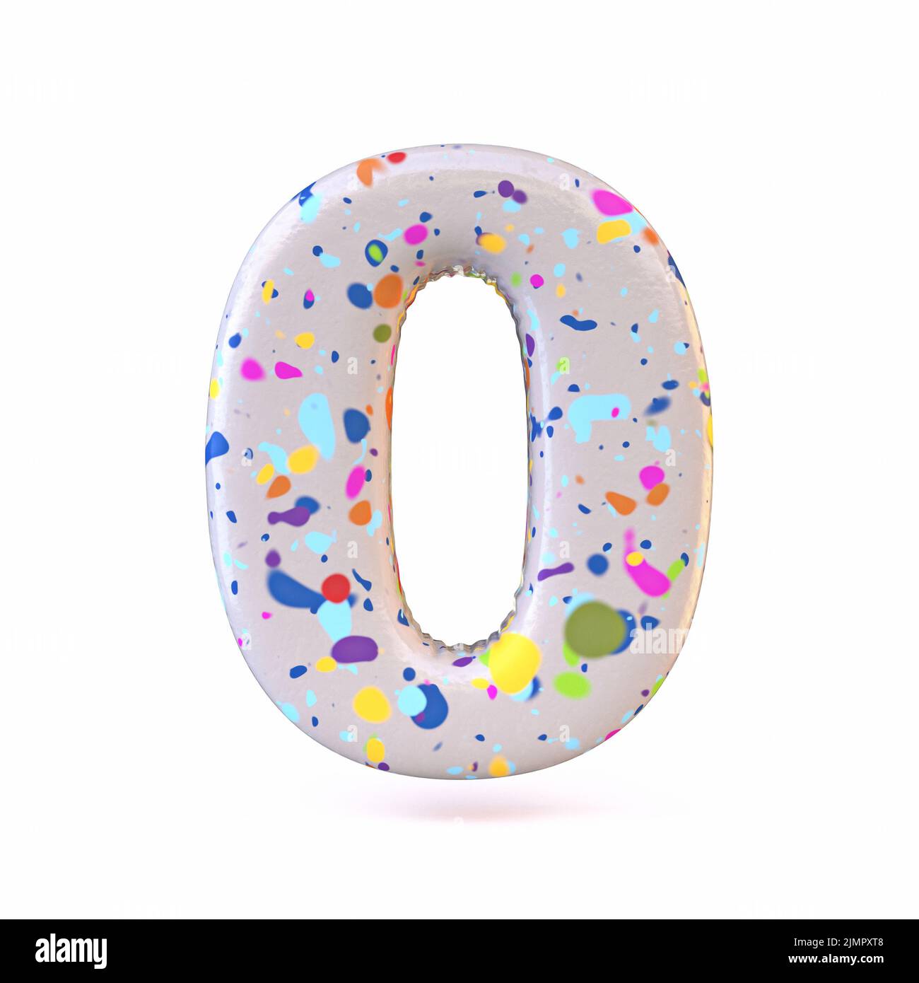 Colorful terrazzo pattern font Number 0 ZERO 3D Stock Photo