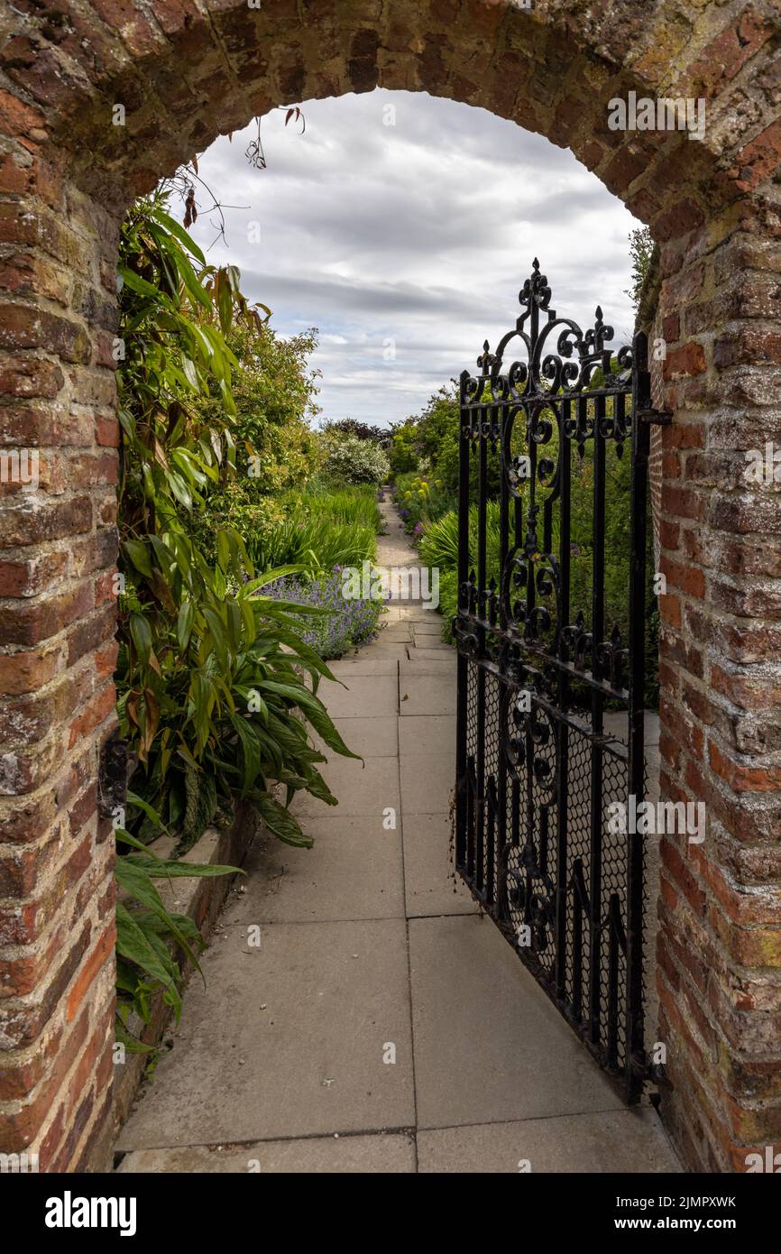 Entrance to walled garden at Burton Agnes Hall, a superb 17th century Elizabethan manor house in the East Riding of Yorkshire, England, Uk Stock Photo