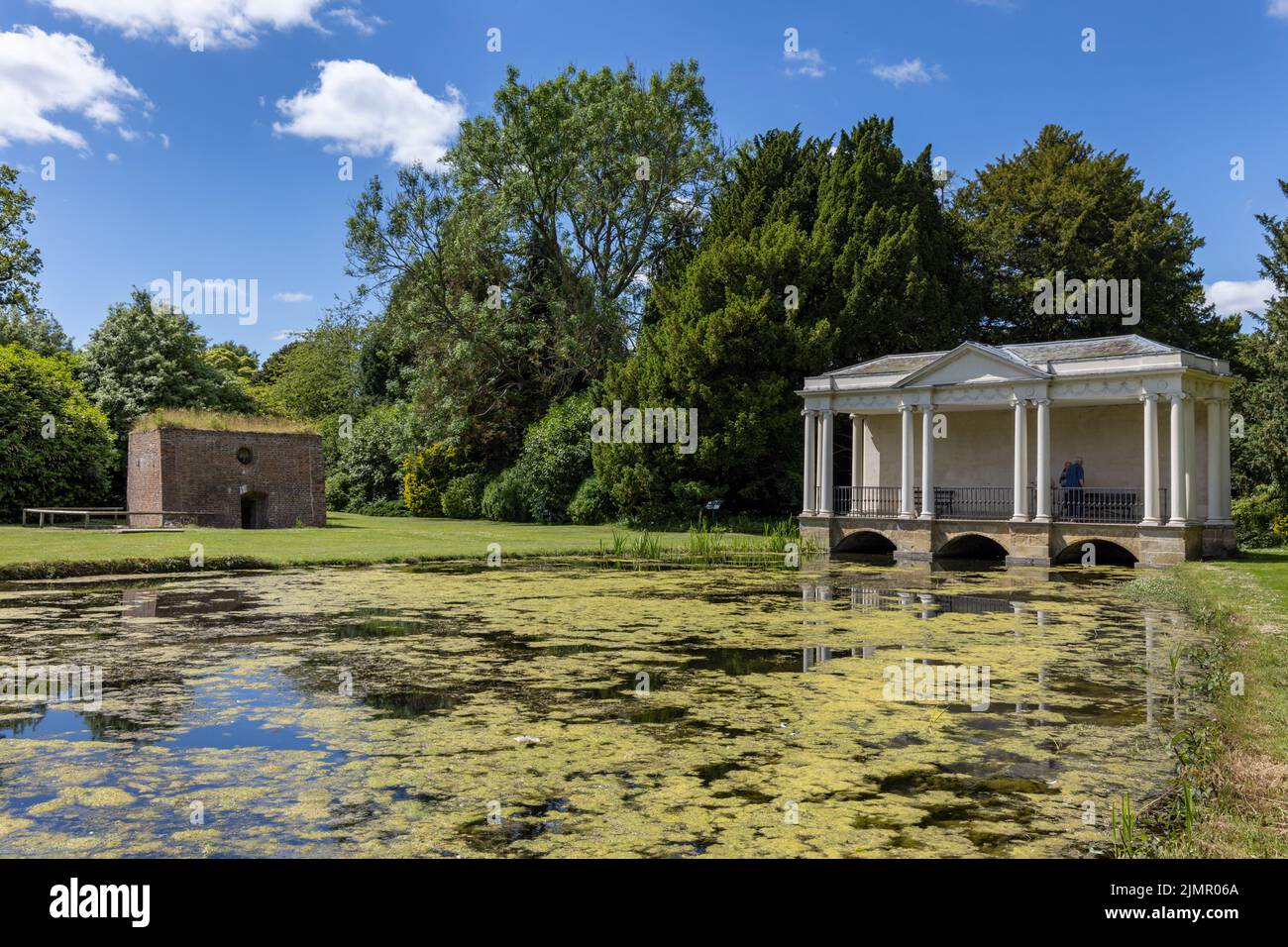 Palladian Bridge at Scampston, designed by Capability Brown, Scampston Hall,  North Yorkshire, England. Stock Photo