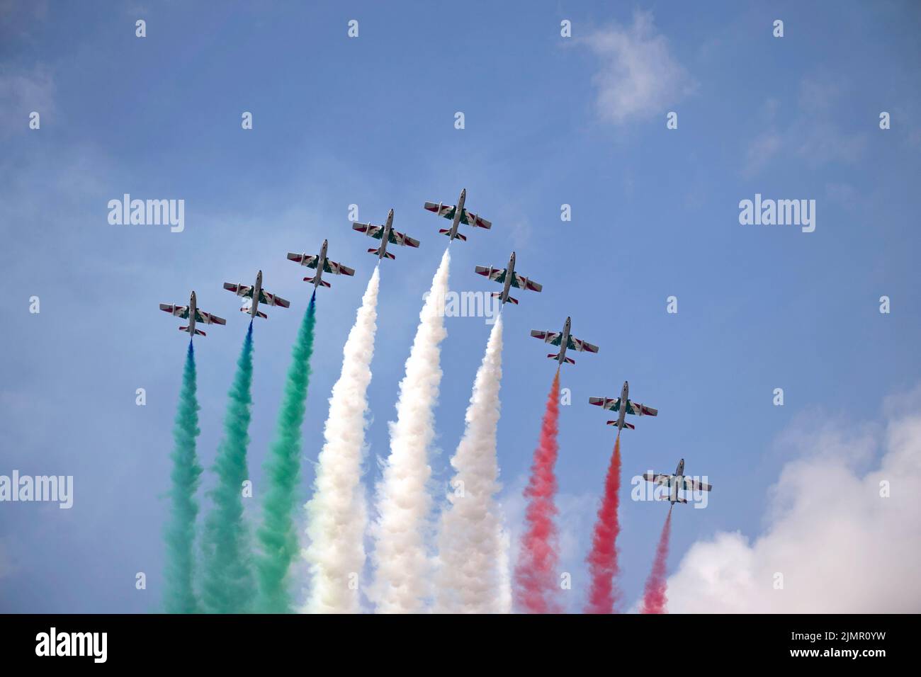 Italian Frecce Tricolori Aerobatic Display team at the Royal International Air Tattoo Stock Photo