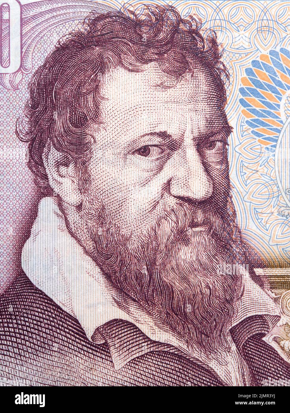 Lambert Lombard portrait from Belgian money Stock Photo