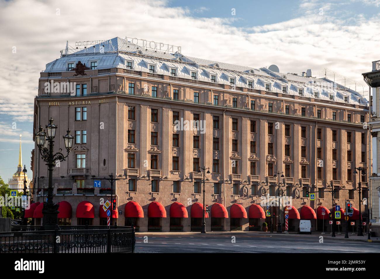 St. Petersburg, Russia - July 17, 2022: The building of the hotel Astoria on St. Isaac's Square in St. Petersburg Stock Photo