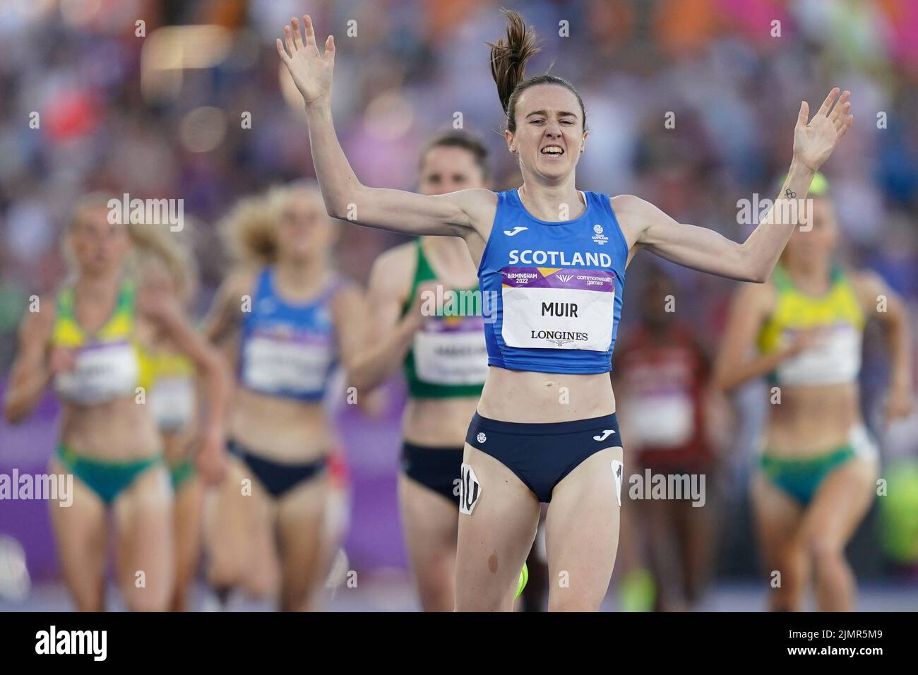 Scotland’s Laura Muir celebrates after winning the Women’s 1500m Final at Alexander Stadium on day ten of the 2022 Commonwealth Games in Birmingham. Picture date: Sunday August 7, 2022. Stock Photo