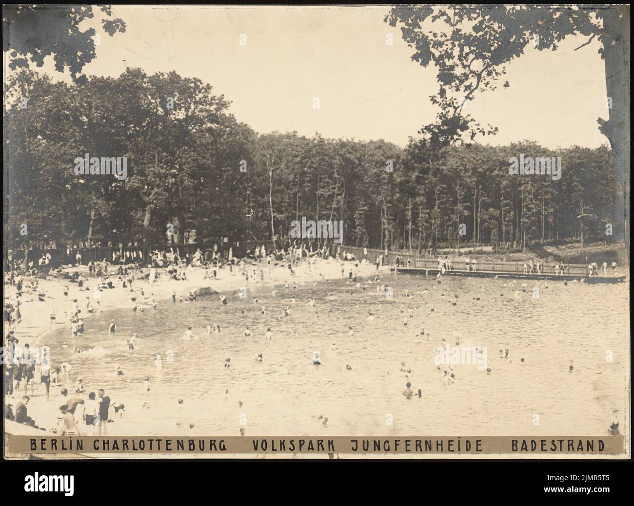 Barth Erwin (1880-1933), Volkspark Jungfernheide in Berlin-Charlottenburg (1920-1927): View of the bathing beach. Photo on cardboard, 42.6 x 58.3 cm (including scan edges) Barth Erwin  (1880-1933): Volkspark Jungfernheide, Berlin-Charlottenburg Stock Photo