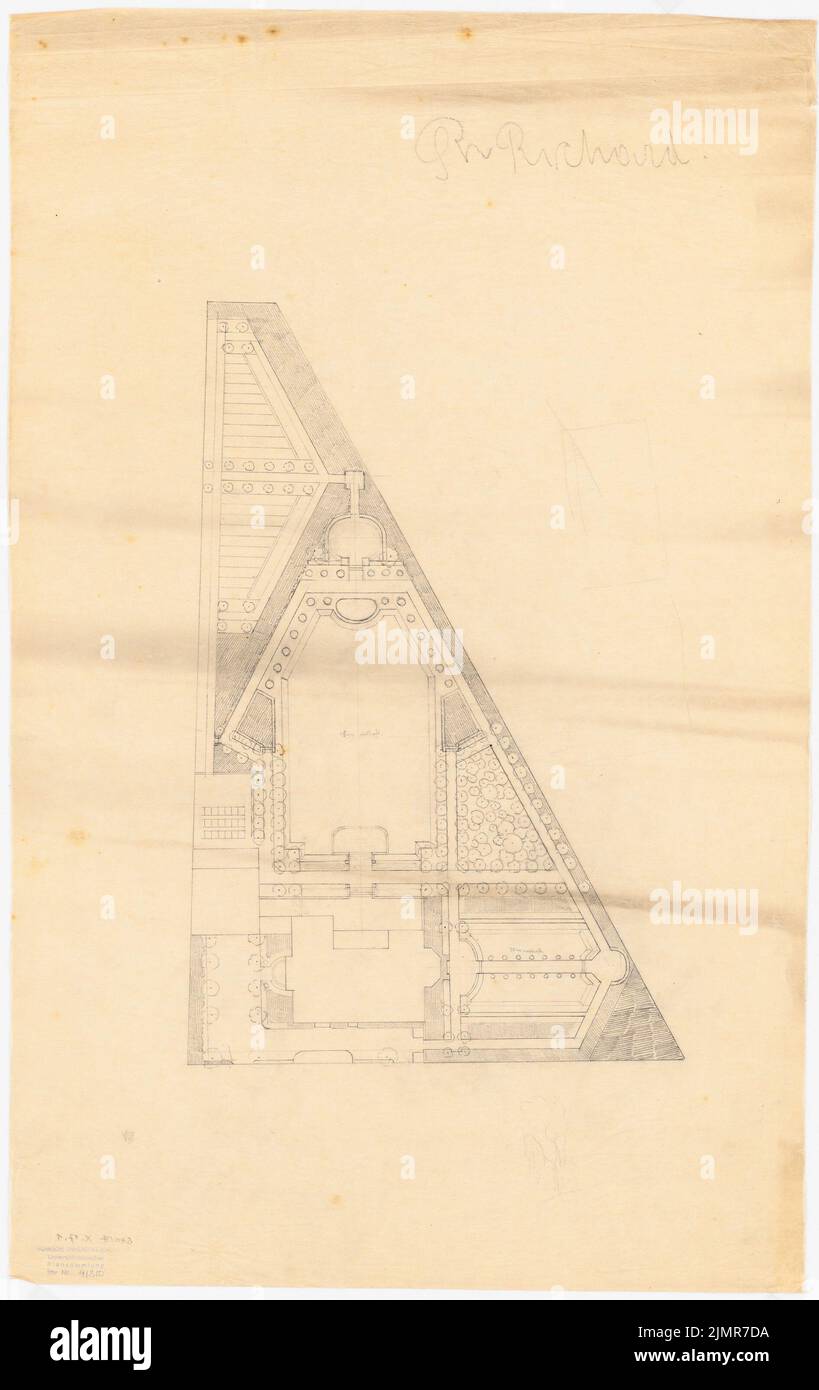 Barth Erwin (1880-1933), Hausgarten (1) (without date): floor plan for a home garden, sketches. Pencil on transparent, 78.2 x 49.3 cm (including scan edges) Barth Erwin  (1880-1933): Hausgarten (1) Stock Photo