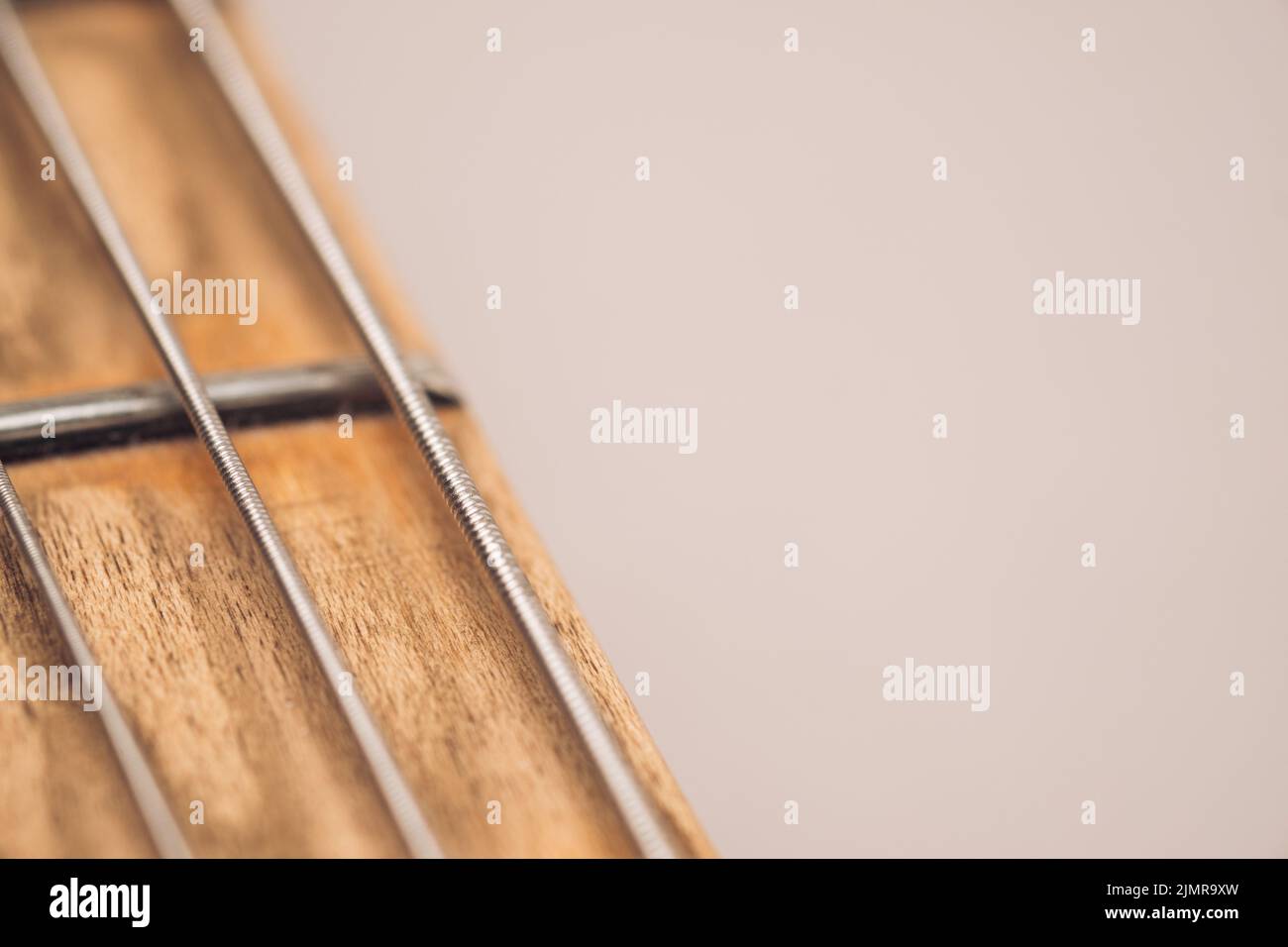 Electric guitar steel strings with fretboard background. Instrument