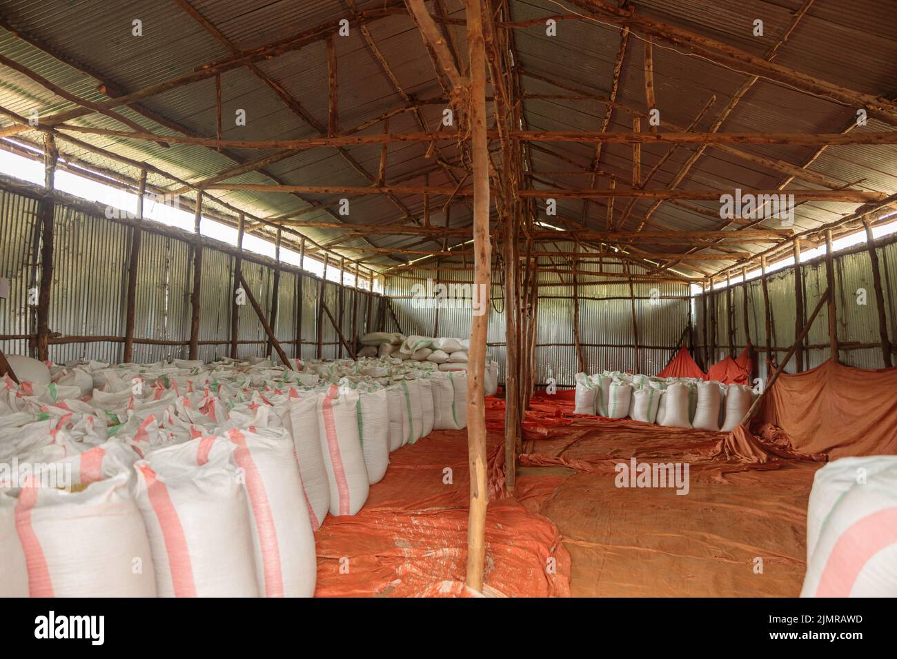 Storage of coffee in a warehouse on a farm Stock Photo