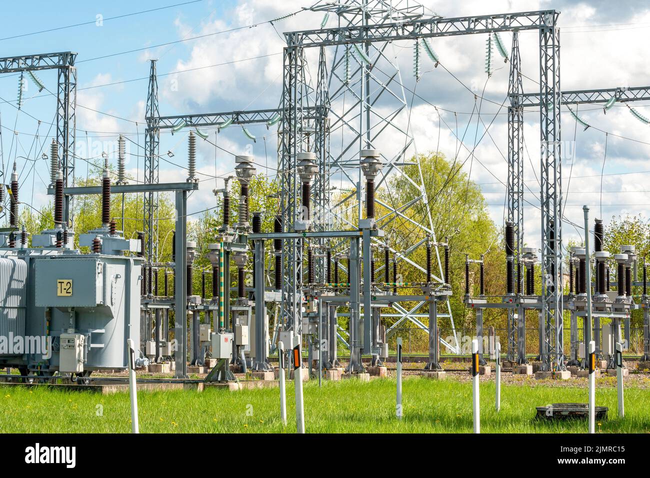 High voltage power transformer substation Stock Photo Alamy