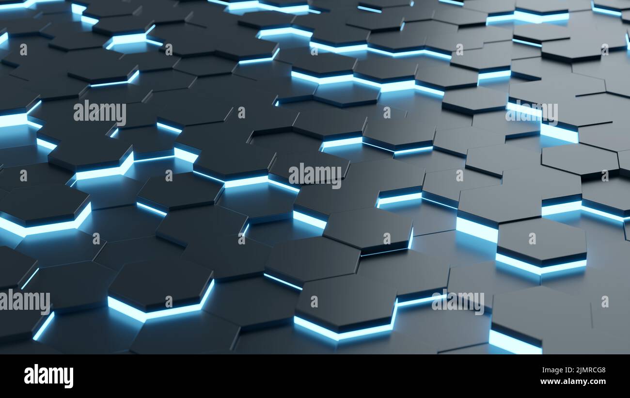 Futuristic and technological hexagonal background. 3d rendering Stock Photo