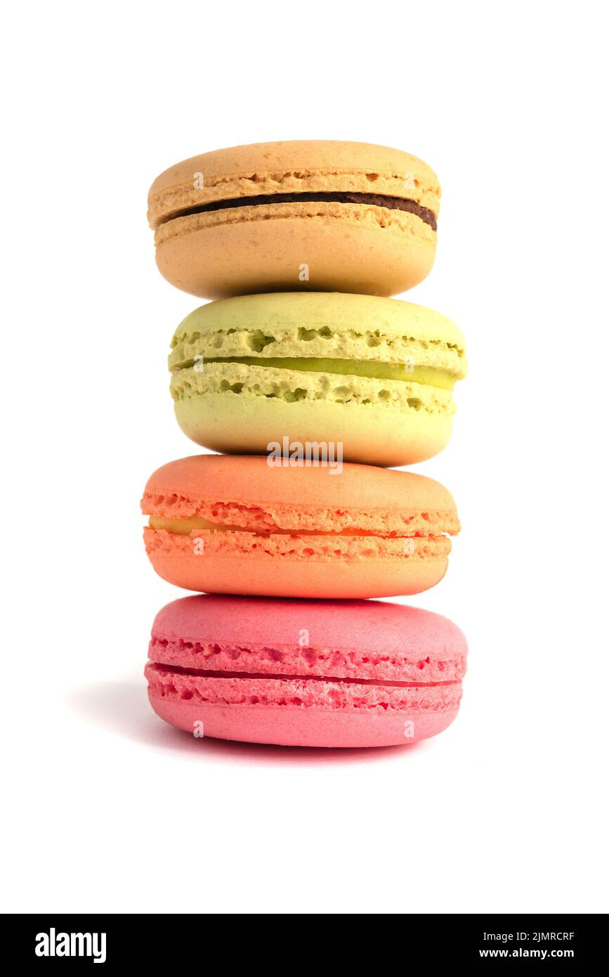 Stack of homemade macaroons isolated on white background. Stock Photo