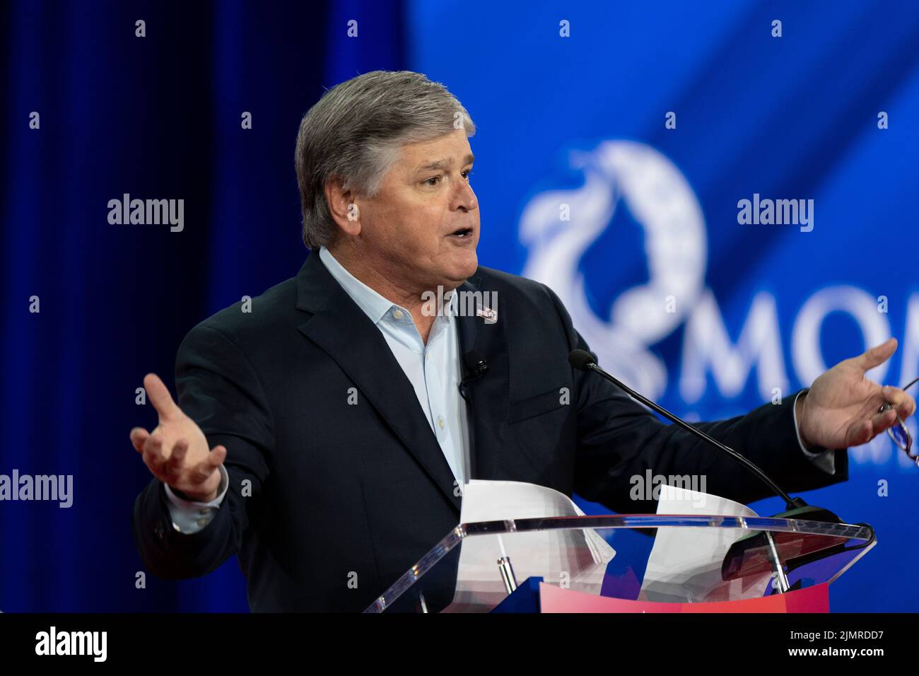 Dallas, TX - August 4, 2022: Sean Hannity speaks during CPAC Texas 2022 conference at Hilton Anatole Stock Photo