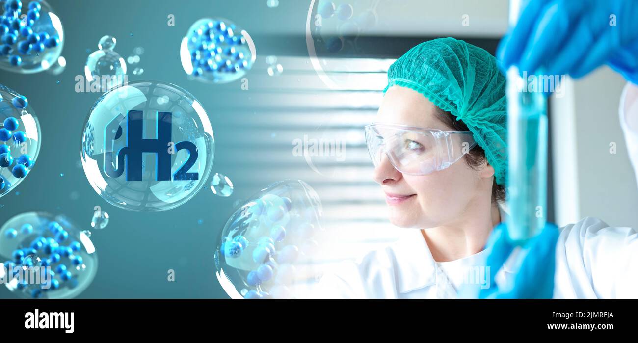 Woman Scholar Liquid Hydrogen H2 Molecule Stock Photo Alamy
