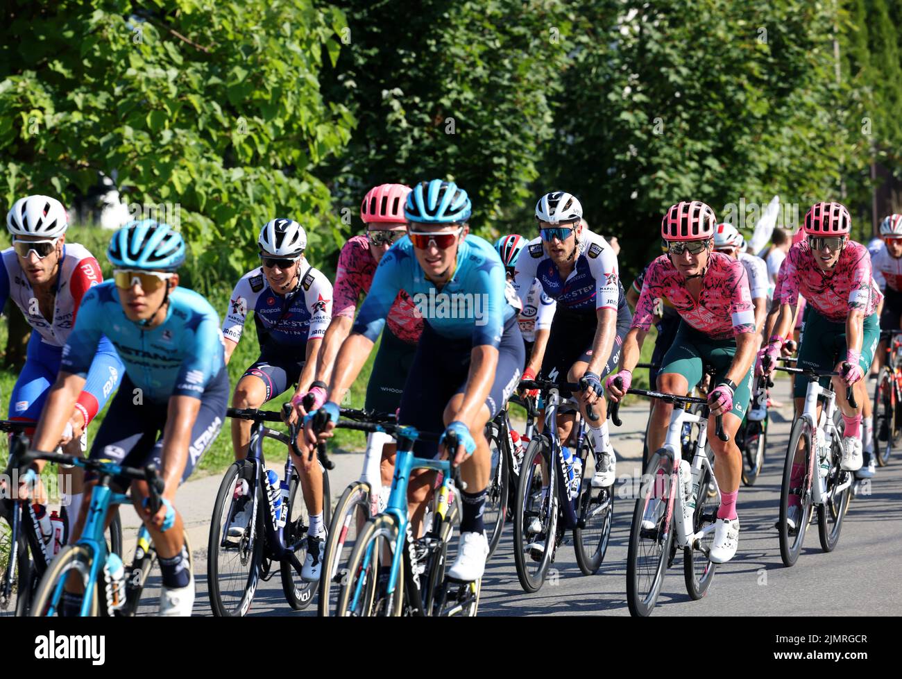 Krakow, Poland - August 5, 2022:  Tour de Pologne UCI – World Tour, stage 7 Skawina - Krakow. The biggest cycling event in Eastern Europe. Stock Photo