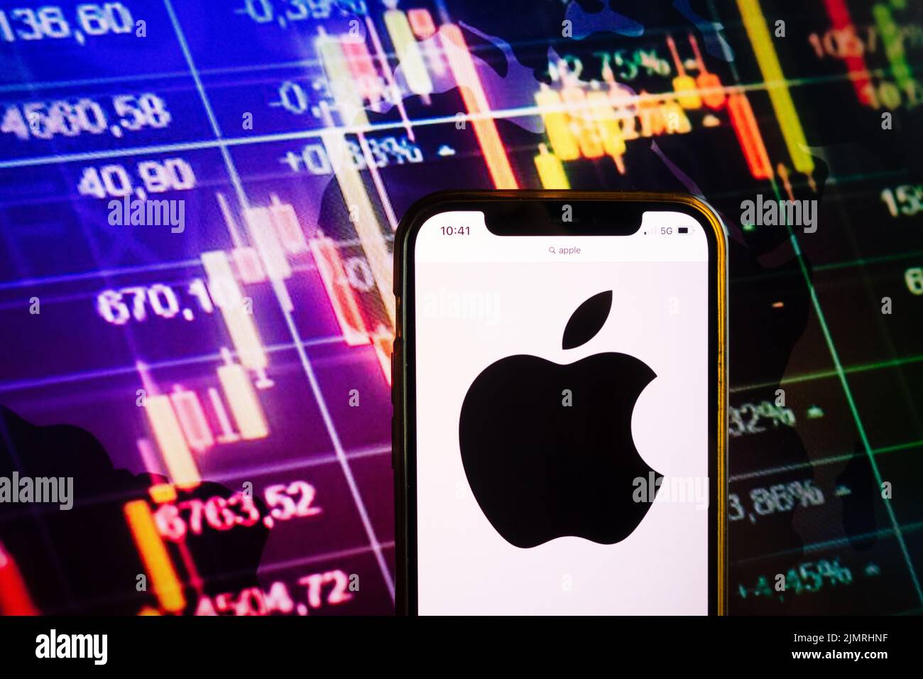 KONSKIE, POLAND August 07, 2022 Smartphone displaying logo of Apple