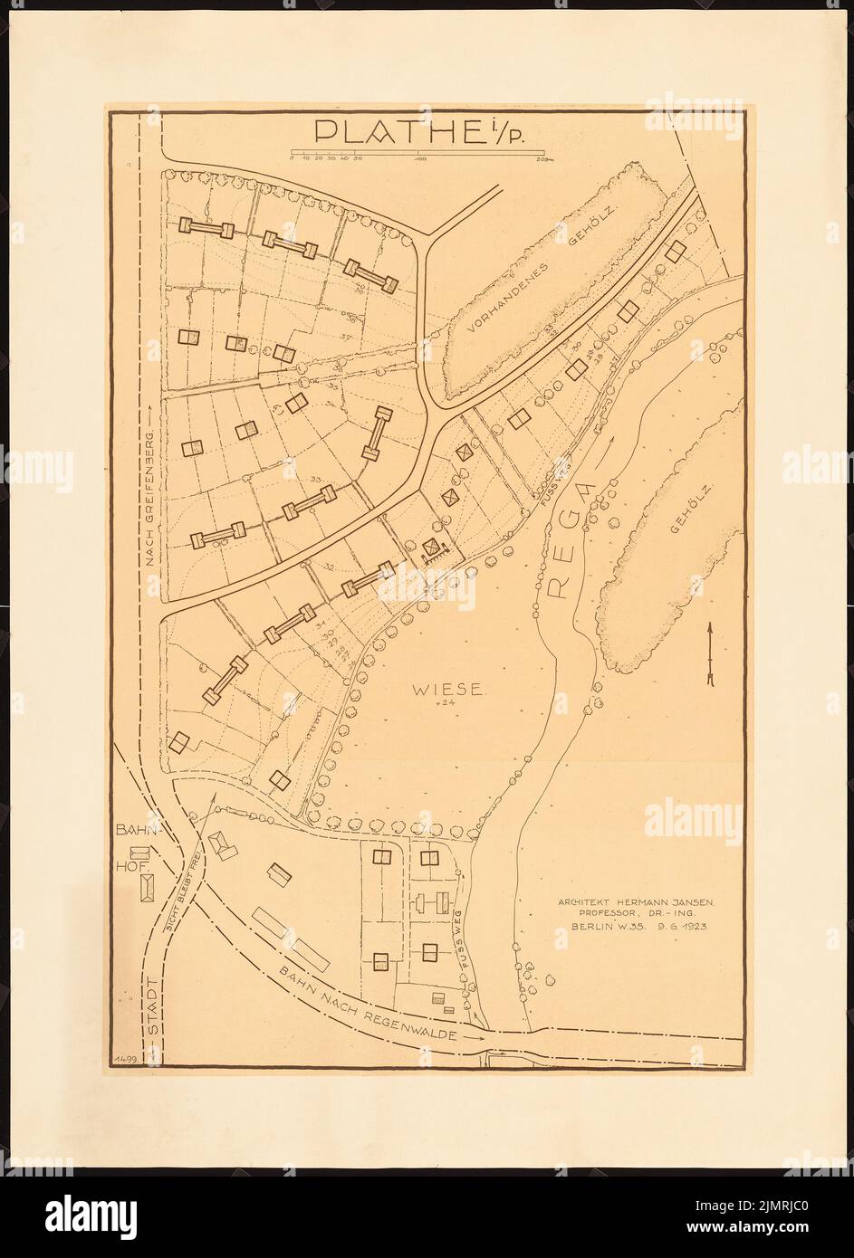 Jansen Hermann (1869-1945), settlement plan, Plathe/Rega (June 9, 1923 ...