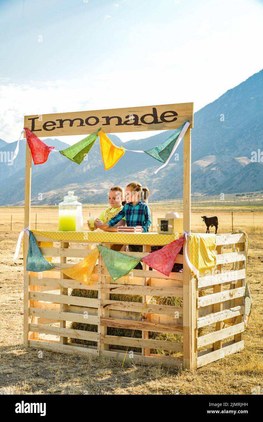 Lemonade Stand in the desert with children selling lemonade Stock Photo Alamy