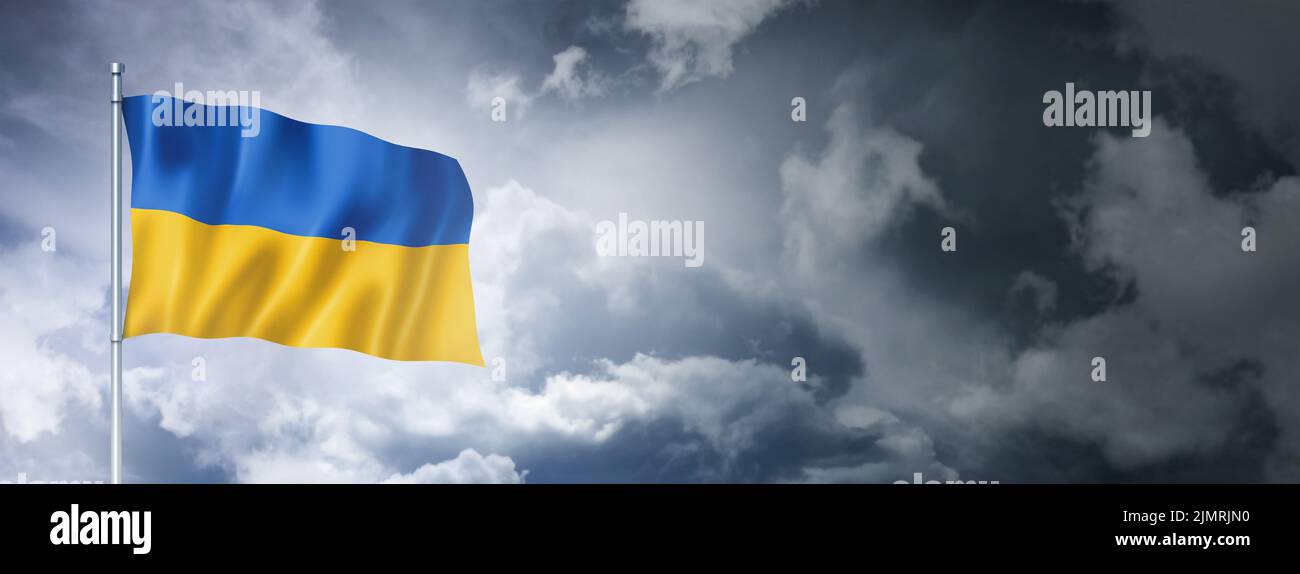 Ukrainian flag on a cloudy sky Stock Photo