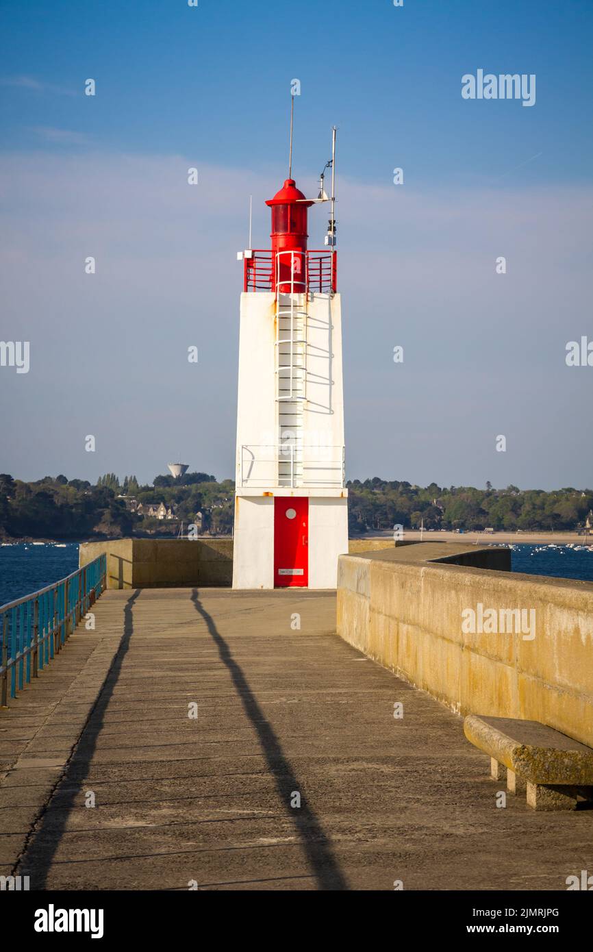 Saint-Malo lighthouse and pier, Brittany, France Stock Photo
